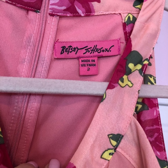 Betsey Johnson Pink Flower Rose Print Dress - Picture 6 of 8
